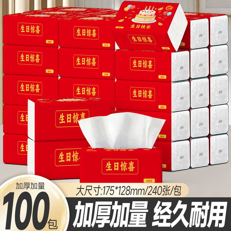 Red tissue paper for birthday banquets, wedding celebrations, and full moon banquets, thickened large pack tissue paper for guests, wholesale by the box