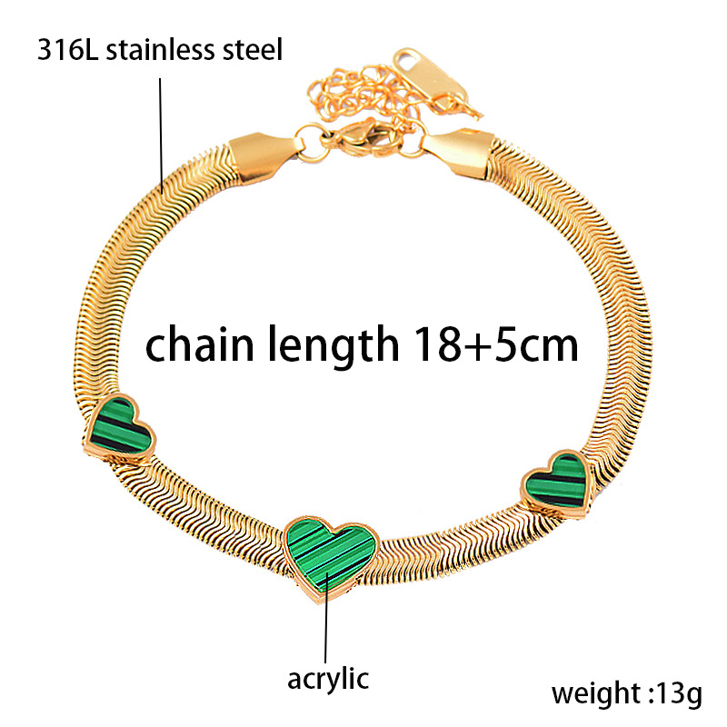 Fashion Heart Shape Stainless Steel Inlay Acrylic Bracelets 1 Piece