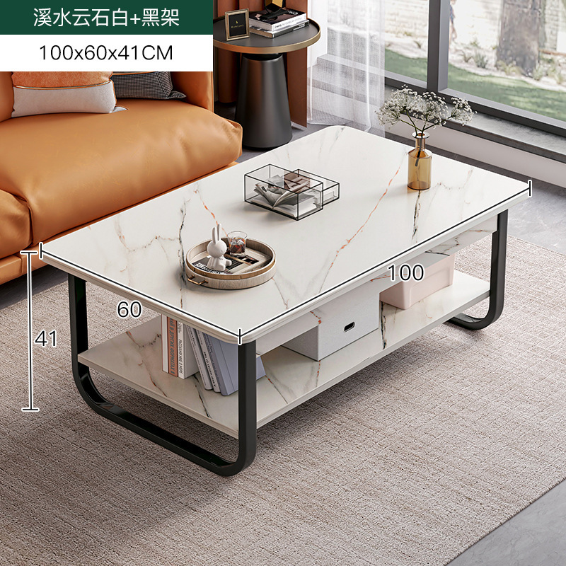 Mesa de café sala de estar hogar pequeño apartamento simple moderno creativo mesa de té de doble capa sofá lado mesa cuadrada simple mesa pequeña