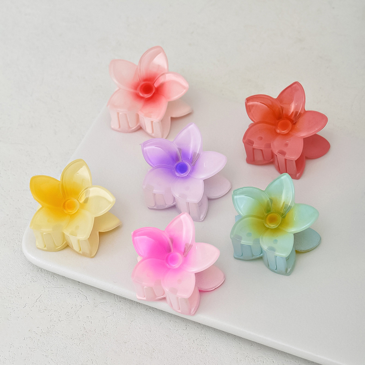 Horquilla de flor, color de flor puntiaguda, media corbata de tamaño mediano, agarre de pelo, pinza de cola de caballo alta, horquilla dulce esmerilada, hembra 4cm