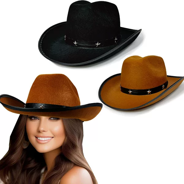 New in stock Five-pointed Star Studded Cowboy Hat Western Denim Knights Topper Hat Carnival Party Cosplay Hat