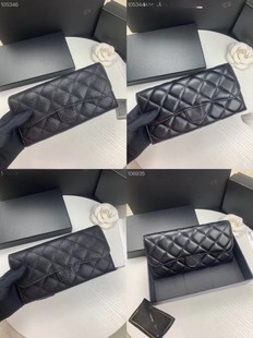 Cc Classic Cf Wallet Women's Caviar Clutch Long Flip Phone Coin Purse Genuine Leather Credit Card Holder Quilted