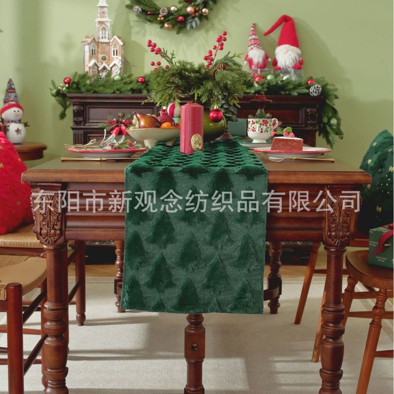 跨境桌旗推荐桌垫圣诞节装饰餐桌布桌旗布艺轻奢圣诞树外贸批发|undefined