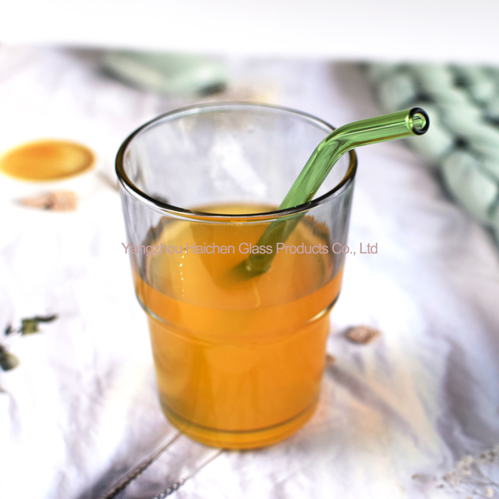 Amazon Venta caliente manchado traje de paja vidrio protección ambiental resistente al calor bebida leche codo 0,8*20cm6 tubo 2 Cepillos