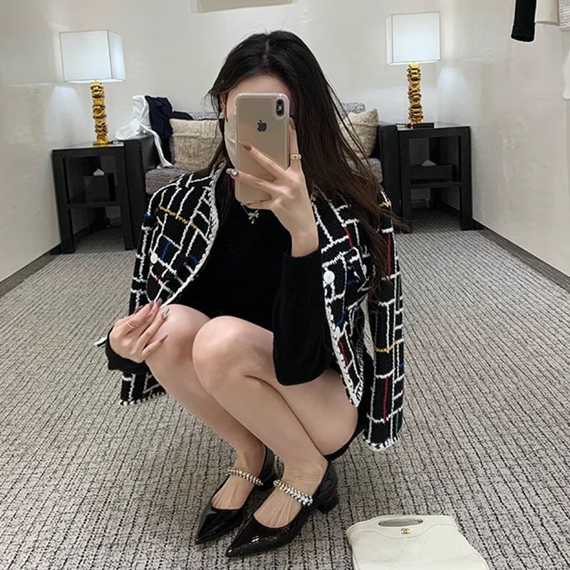 真皮钻带葡萄妈粗跟单鞋女春优雅新款尖头小百搭浅口小豹纹闪闪|undefined