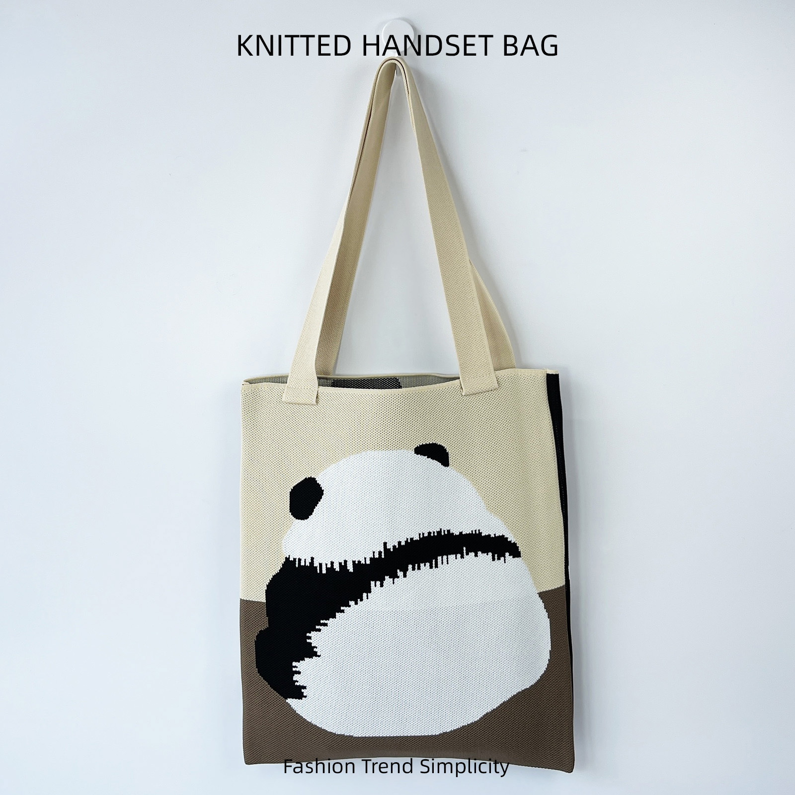 Nueva linda espalda panda bolso de tejido de moda versátil gran capacidad de viaje bolso de hombro de mujer bolso