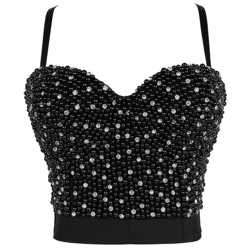 Manufacturer wholesale beaded and diamond tube top handmade beaded bra body shaping vest trendy women's suspender stage performance clothing