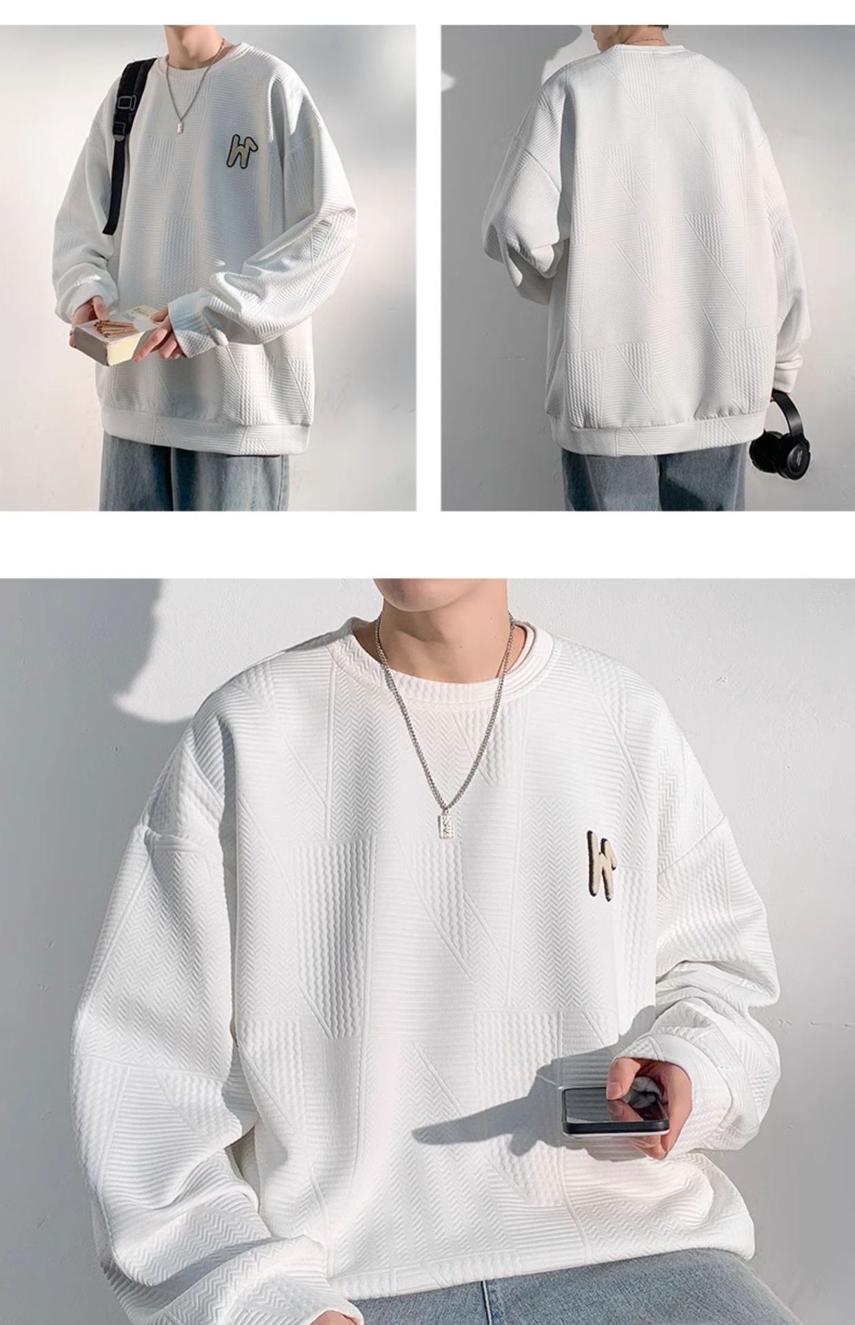Pull ras du cou tendance pour homme, design lettre, marque tendance sans chapeau, manches longues, vêtements de haute qualité_voghion.com
