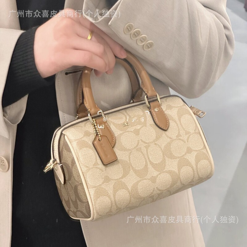 Kouc Home 2026 New Vintage Versatile Rowan Mini Boston Pillow Bag Fashion Monogram Handbag for Women