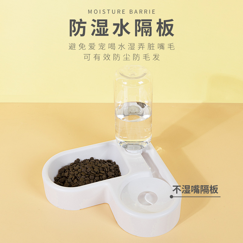 P en stock al por mayor Hawo conjunto de alimentos multi-funcional con botella de agua tazón de perro Amor automático de la pared de agua potable esquina Pet Bowl