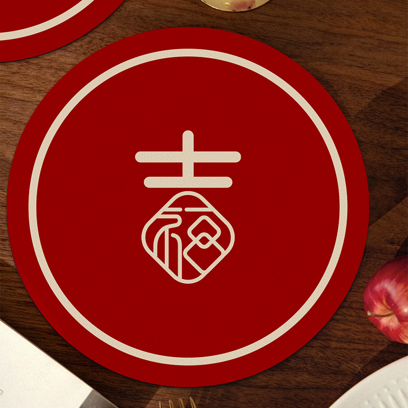 Posavasos festivos, boda roja, absorción de agua, aislamiento térmico, mantel chino de marea nacional, sentido avanzado, taza de té redonda, posavasos de café image 9