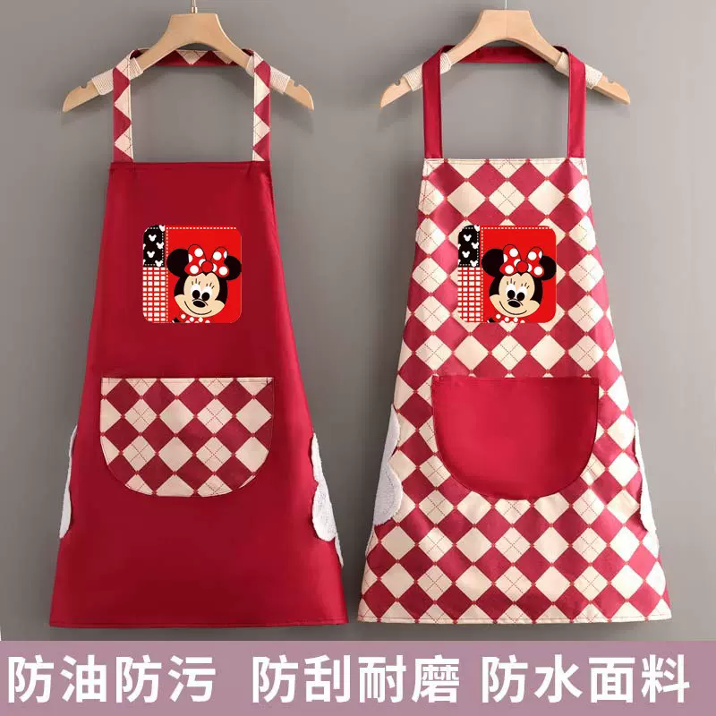 新款防水围裙做饭厨房上班印刷防污放油可擦手家用男女工作服围腰