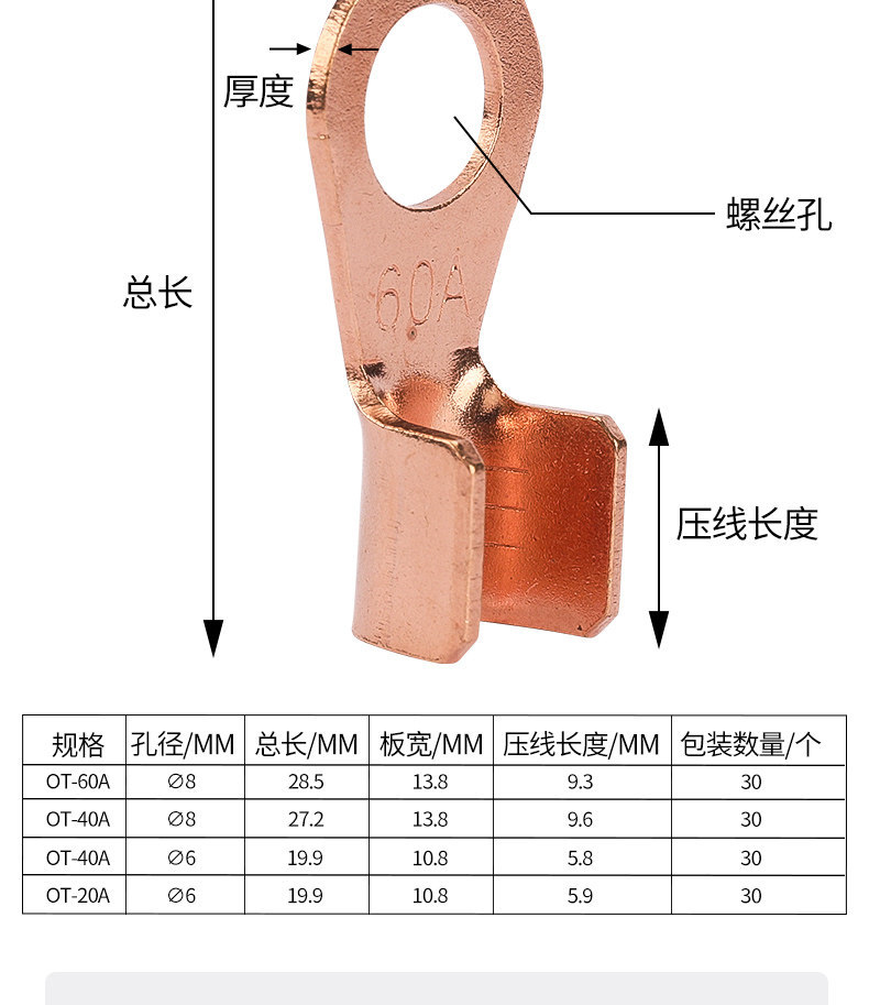 [Recommended by Repair Experts] Electric Vehicle Battery Cable Terminal, Battery Cable Connector, Cable End Repair Copper Nose 60A