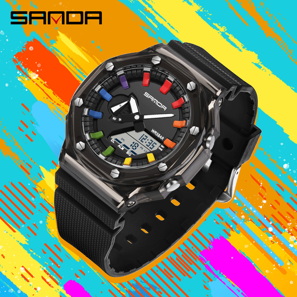 Transparent universal waterproof trend fashionable digital watch for…
