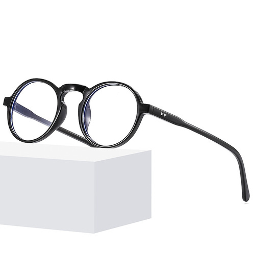 欧莱欧3526椭圆形细腿米钉平光镜女复古学生防蓝光眼镜框架配近视