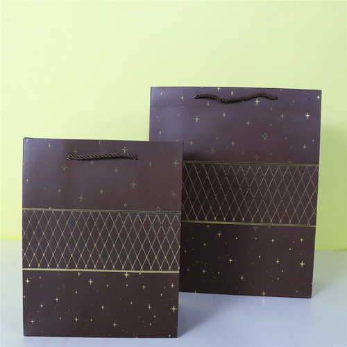 Cross-border foreign trade hot stamping diagonal stripe white card gift paper bag wholesale clothing packaging gift bag shopping bag