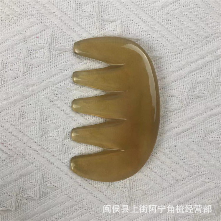 Goat Horn Five-Tooth Massage Comb Yang Jiao Shu Head Scalp Meridian Gua Sha Tool 9.5cm details