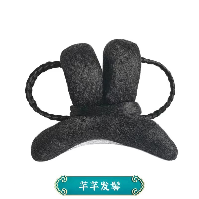 子供のかつらの時代劇の漢服の髪の一体式のカチューシャのかつらの古風な造形の演出の髪の包みの飾りの百合|undefined