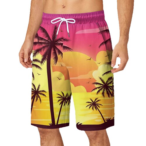 Men's Summer Beach Shorts with 3D Digital Printing for Sports, Casual, and Vacation