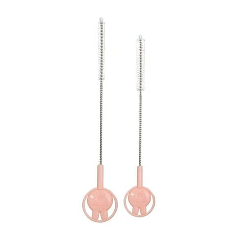 Pebabette Children's Straw Brush Set Cartoon Handle Nipple Brush Stainless Steel Straw Brush Soft Tube Brush 73912