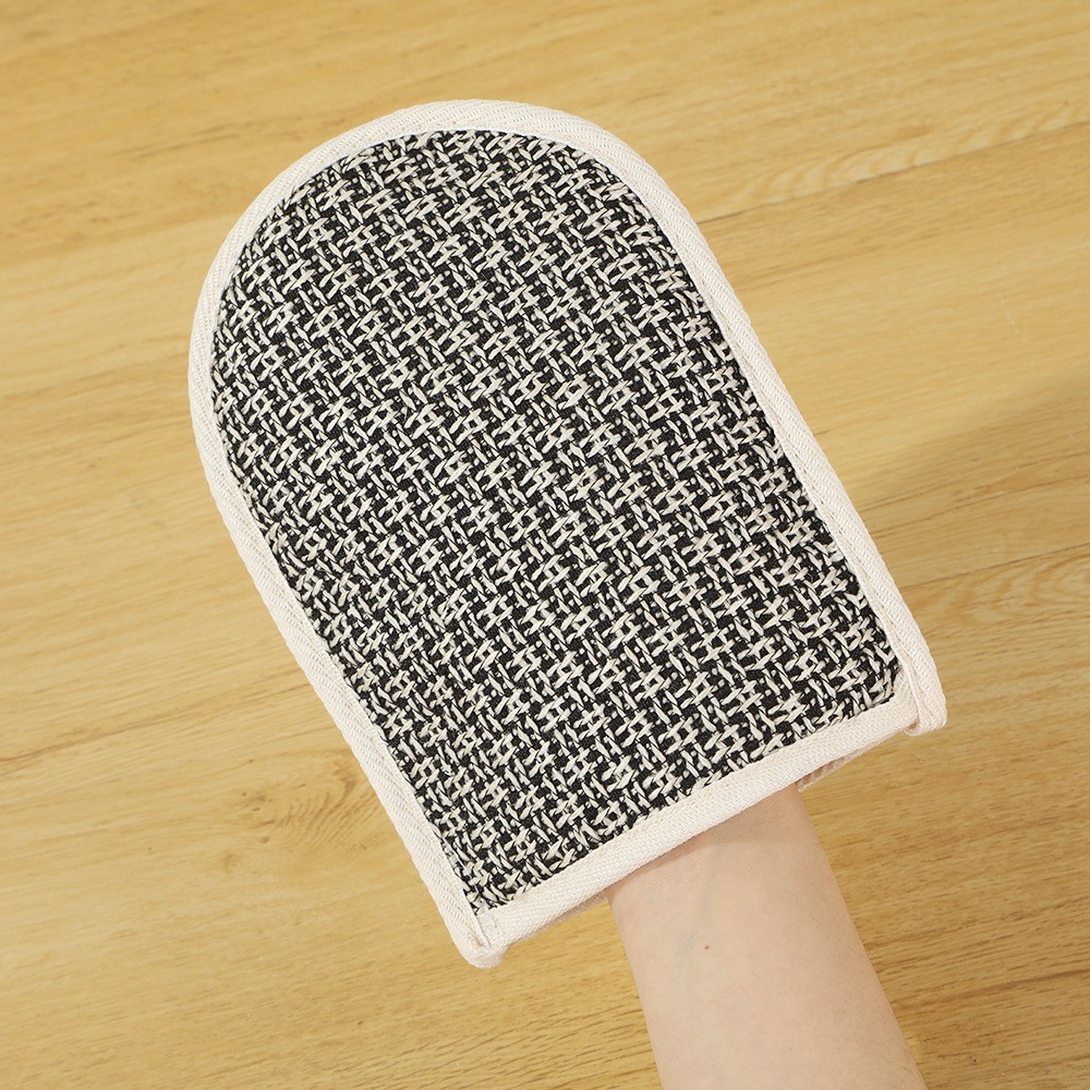 Venta al por mayor de fábrica de guantes de toalla de baño de yute Toalla de baño guantes de baño de ramio toalla cuadrada de doble cara guantes de baño
