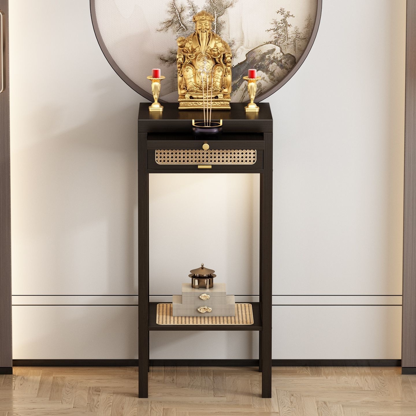 Small altar cabinet with drawers, incense table for the living room, small incense table for placing offerings, cabinet for displaying the God of Wealth