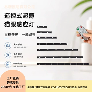 人体感应小夜灯充电便携式 遥控磁吸橱柜衣柜灯 跨境外贸来样定制