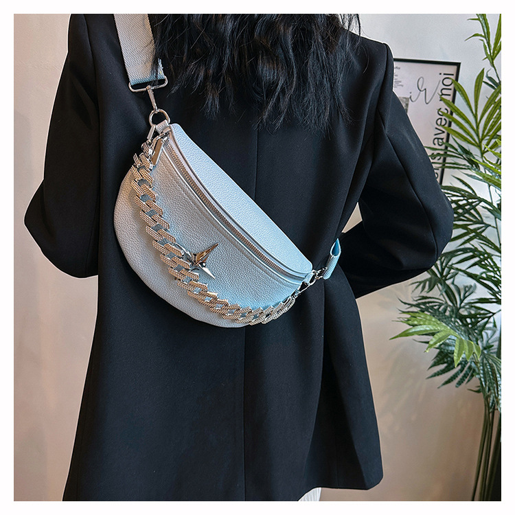 Streetwear Style Women's Small PU Star Streetwear Dumpling Shape Buckle Fanny Pack