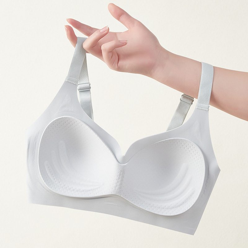2024 nuevo producto de alta calidad sin marca ropa interior delgada gran pecho pequeño ajuste anti-caída sin anillo de acero sujetador