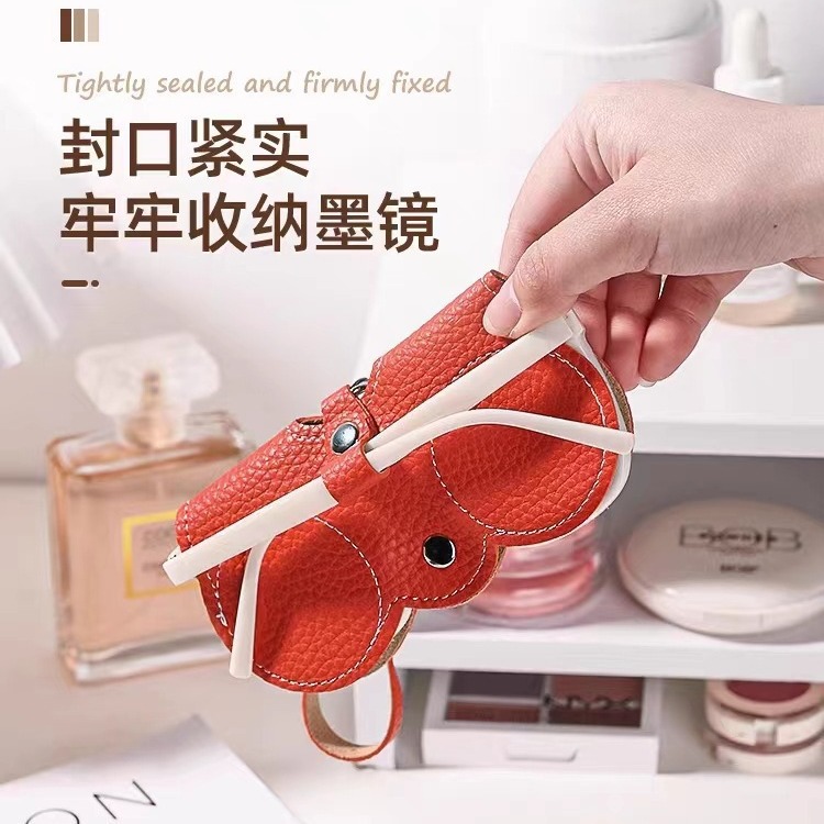 Nueva bolsa de gafas de sol pu portátil caja de gafas de sol cubierta de gafas lindas clips de gafas de mujer simple bolsa de gafas