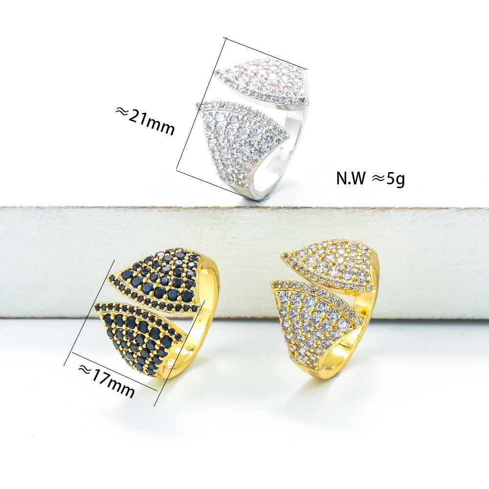 Unisex Gender Plating Design Hip-hop Copper Inlaid Zircon Open Wide Ring