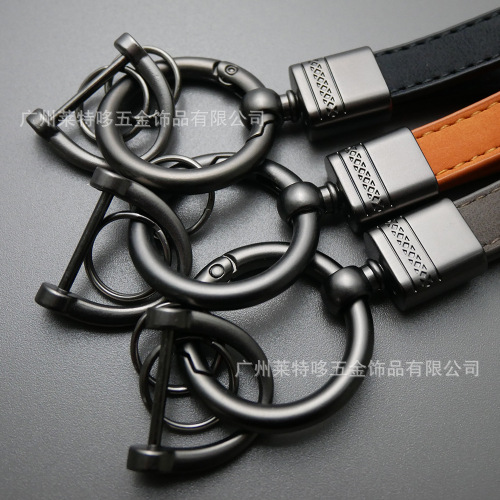 New nubuck leather car keychain wholesale car metal keychain pendant with simple personality and printable