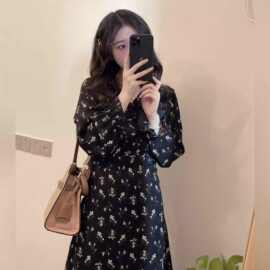 大码女装法式碎花长袖连衣裙新款春季显瘦气质裙子长裙其他