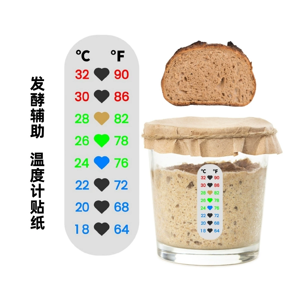 Трансграничный экспорт кислого хлеба ферментированный стеклянный резервуар для измерения температуры наклейки 18-32 градусов термометр наклейки любви температуры ферментации наклейки