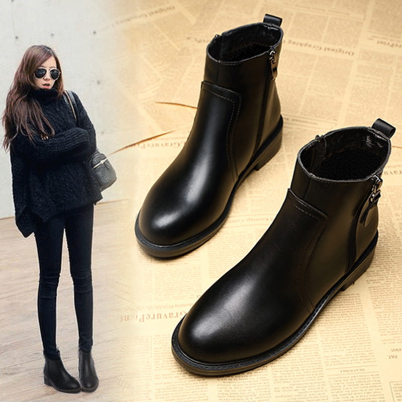 Boots Women's Short Boots 2025 New Autumn and Winter Martin Boots Snow Flat 41 Plus Velvet 43 Slim Large Size Women's Shoes