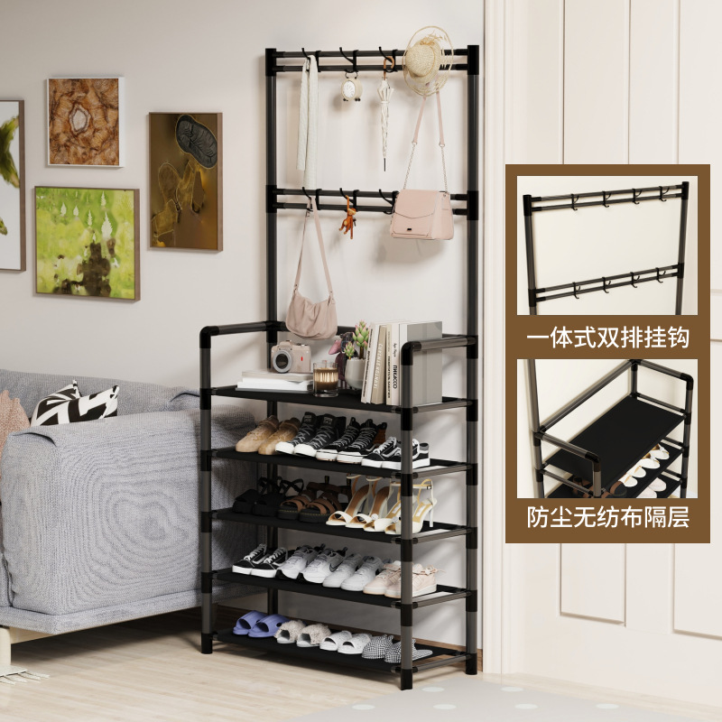 Cross-border Shoe Rack Wholesale Simple Floor Multi-function Hanger Metal Modern Simple Storage Rack Household Coat Rack