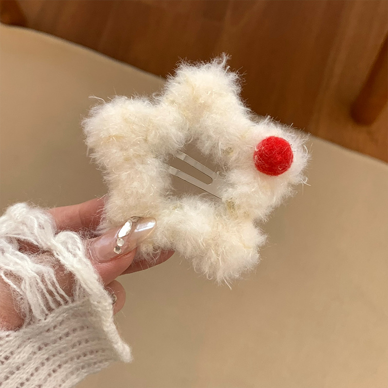 Año Nuevo serie de conejo de peluche rojo conejo de peluche anillo de cabello de dibujos animados casero tocado estrella Liu