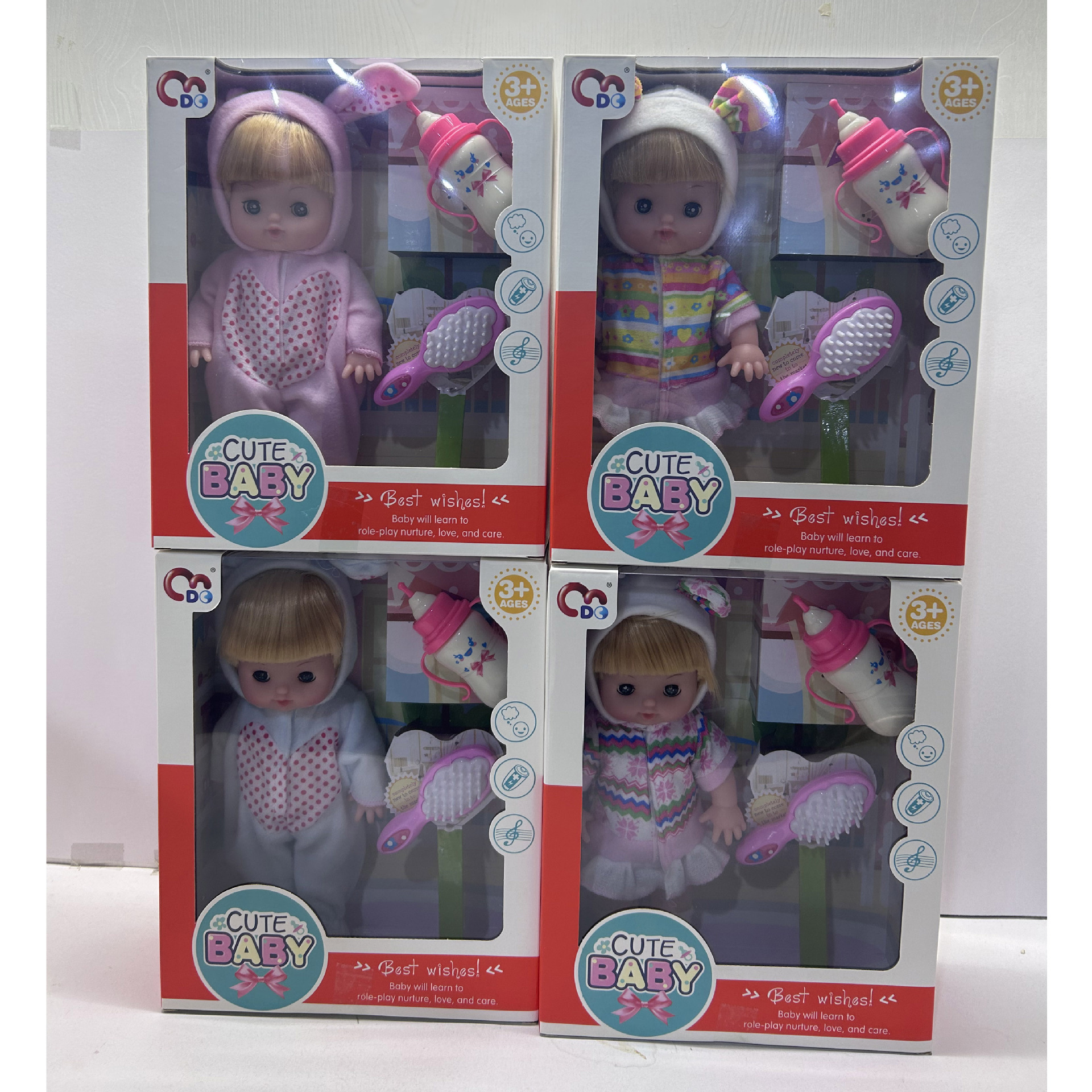 跨境13寸软胶洋娃娃套装 会笑会眨眼公仔玩偶 女孩过家家玩具礼物