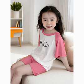 2025年夏季中大童家居服套装短款短袖韩版空调服轻薄舒睡衣女棉无