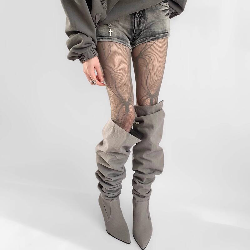 Halloween Fishnet Stockings Big Spider Subculture Spicy Girl Personality Hollow Pantyhose Millennium Niche Outfit Slimming Legs