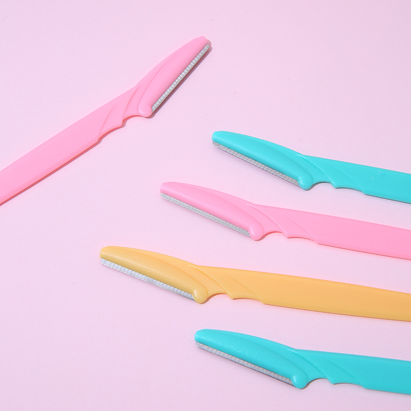 Fabricante suministra paquete de 6 rasuradores de cejas de acero inoxidable con mango, rasuradores afilados, rasuradores de cejas, herramientas de belleza al por mayor