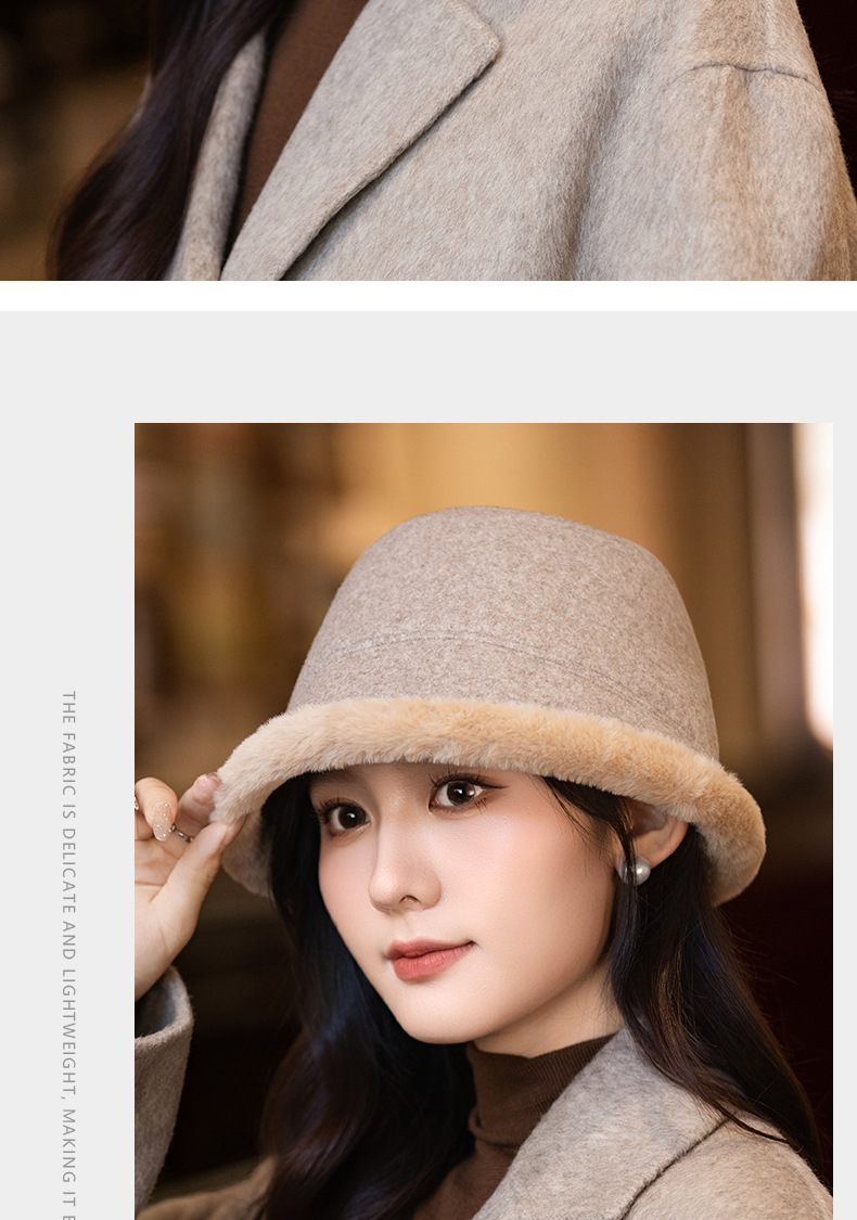 Cappello da pescatore caldo, spesso e foderato in pile, in stile giapponese, per donna, autunno inverno, elegante cappello a secchiello che snellisce il viso_voghion.com