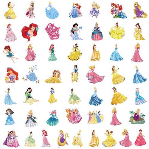 50 sheets of A Cute Princess cartoon stickers luggage decal computer notebook guitar