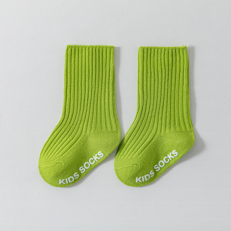 Calcetines para bebés de primavera y otoño Calcetines para niños de doble aguja de color sólido español Calcetines de tubo coreano a rayas verticales antideslizantes image 35