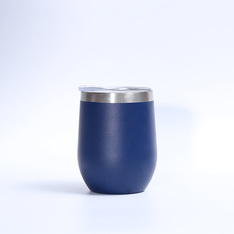 Cruz-frontera 12oz de acero inoxidable taza de cáscara de huevo de plástico-Rociado de doble capa de vacío rojo vino vidrio aislamiento frío-Mantenimiento en forma de U al por mayor