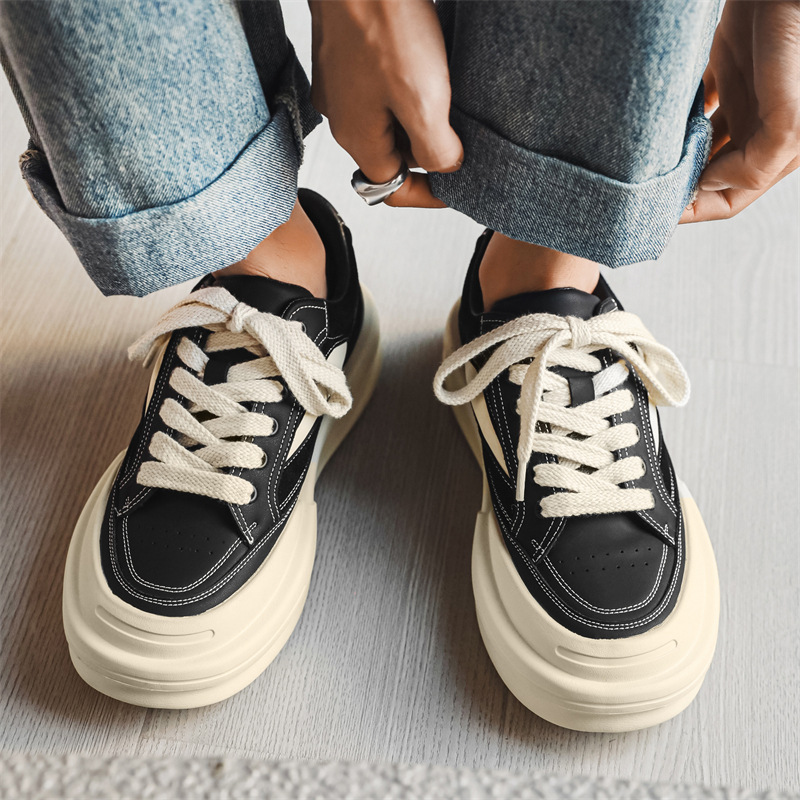 Chaussures décontractées à semelle épaisse pour hommes, chaussures de sport polyvalentes, à la mode, pour augmenter la hauteur, faites maison, automne et hiver_voghion.com