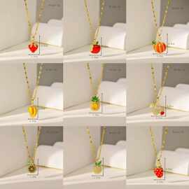 抖音网红樱桃柠檬项链女小众设计甜美气质清新钛钢锁骨链配饰批发