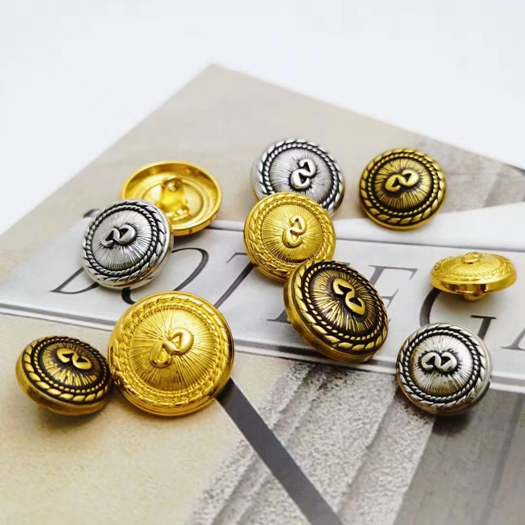 金属纽扣时尚小香风高级高档手缝擦黑图案名媛风衣大衣毛衣衬衫扣