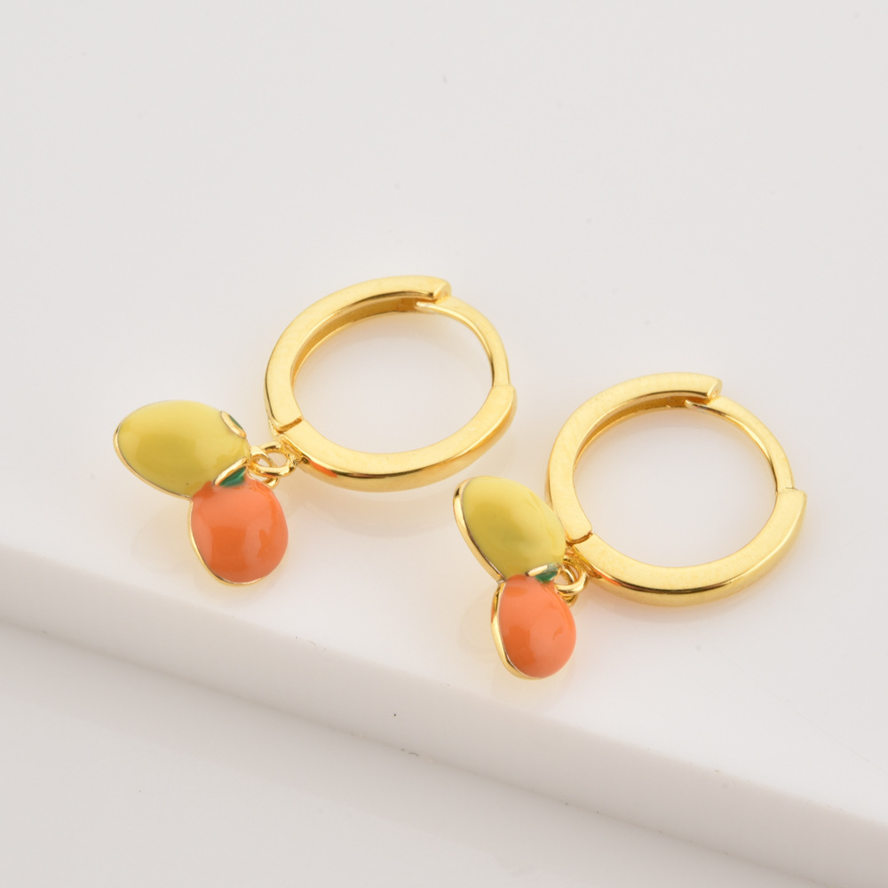 Drop Earrings Classification 1 Pair Quantity 1 Pair 925 Sterling Silver Cherry Mango Drop Earrings