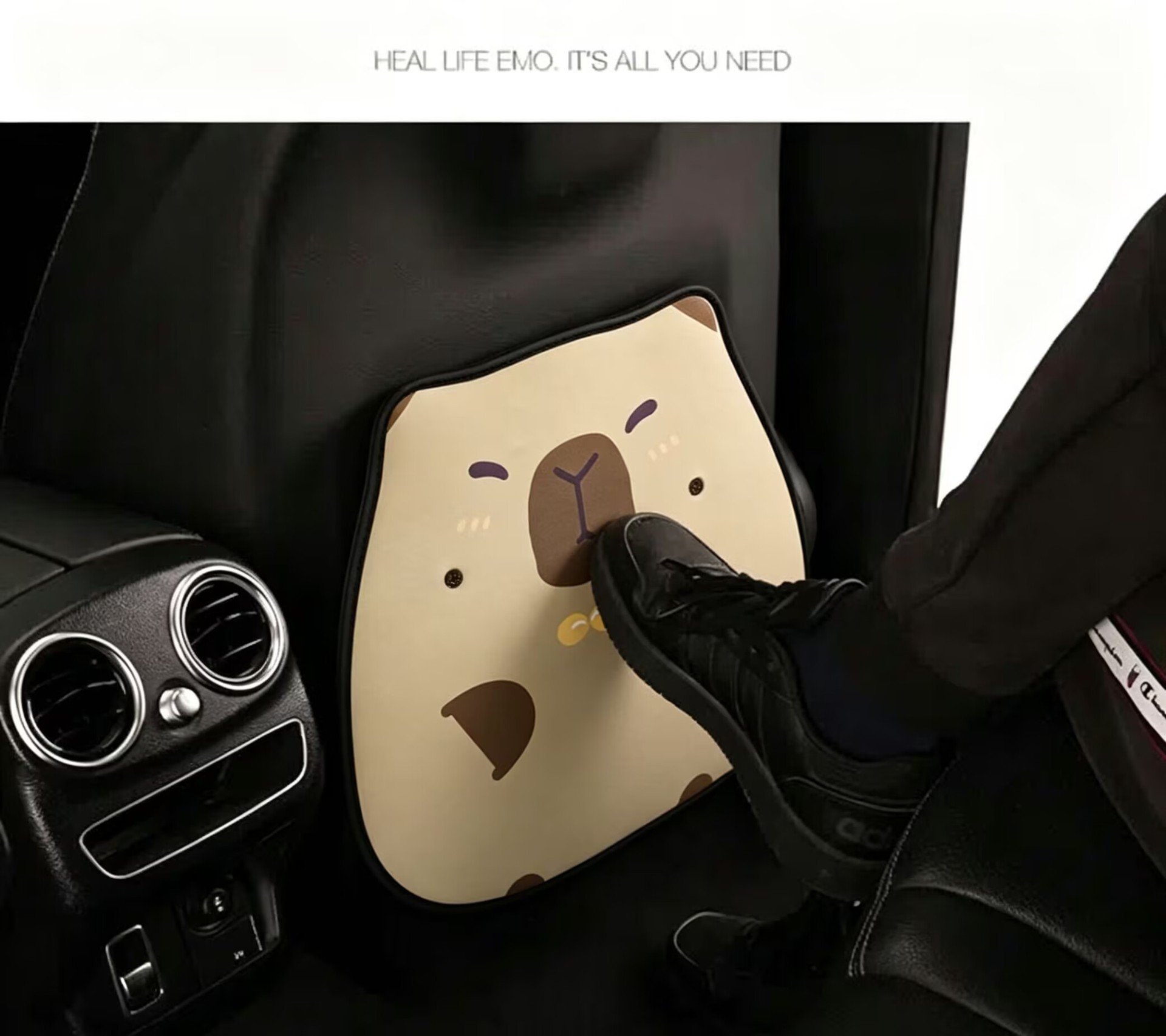 Cute Capibara Anti-Kick Pad, Car Seat Backrest Protection Pad, Children's Anti-Dirt and Anti-Scratch Interior Decoration